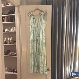 Mint Green and White Sleeveless Maxi Sundress